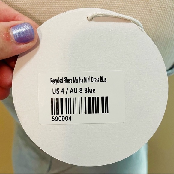 Princess Polly Recycled Fibers Maliha Mini Dress Blue Size 4 NWT NEW! - Picture 3 of 12